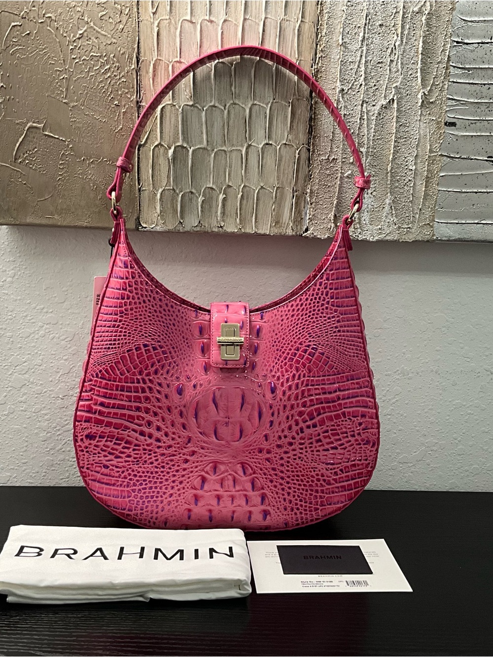 Brahmin Fallon PHLOX PINK MELBOURNE Leather Shoulder Bag W/Eye